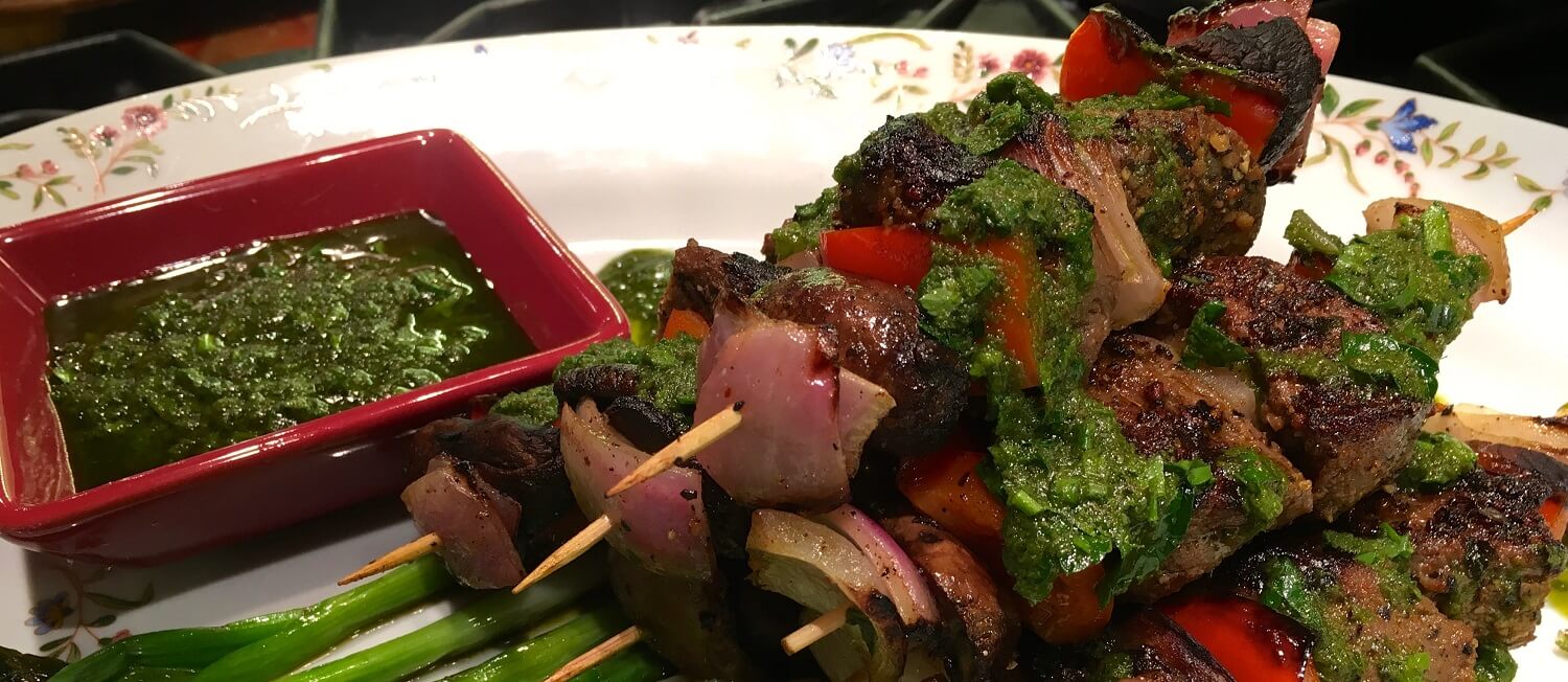 Argentinean Gaucho Style Elk Kabobs with Chimichurri Sauce Rocky